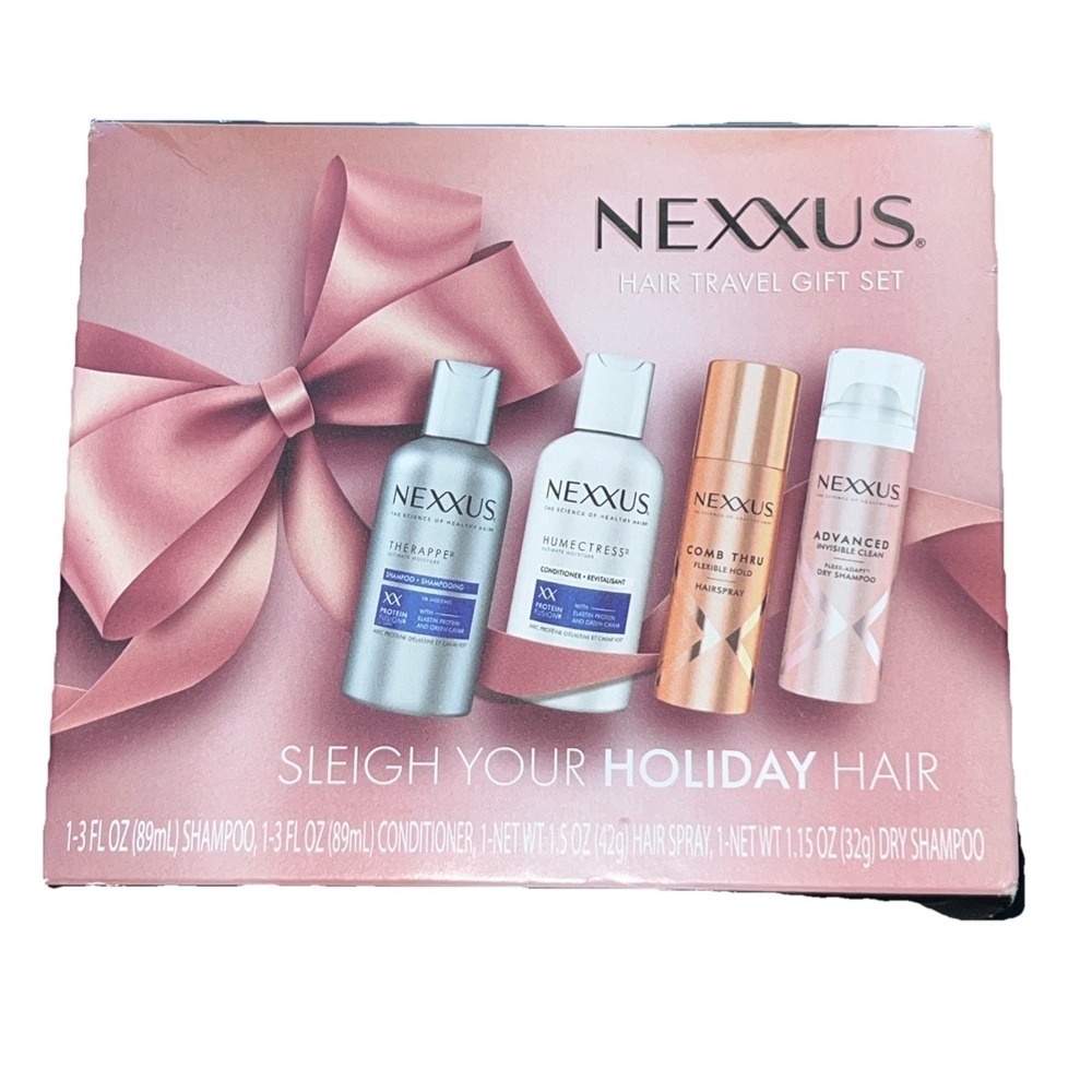 Nexxus 4 Pc Hair Travel Gift Set - Shampoo, Conditioner, Hair Spray, Dry Shampoo